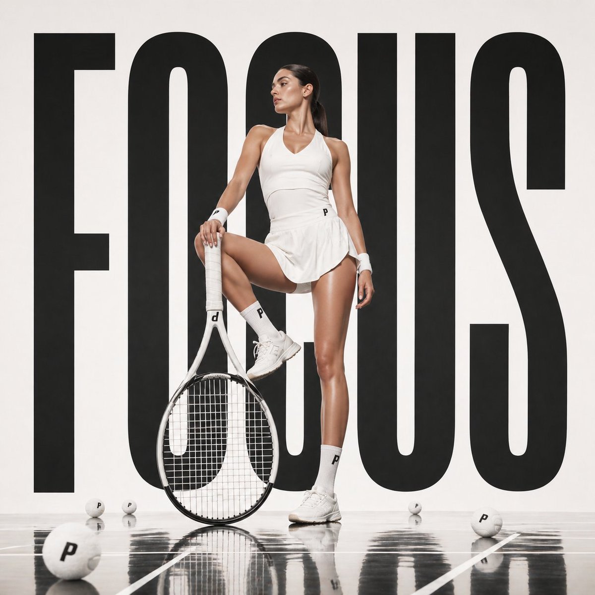 Bold Tennis Fashion Ad AI image template preview