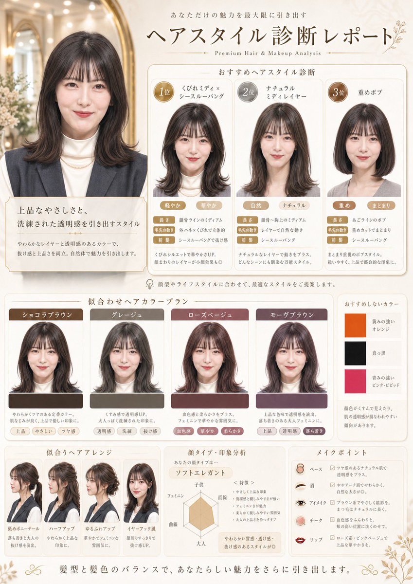 Japanese Hair Diagnosis Salon Poster AI image template preview