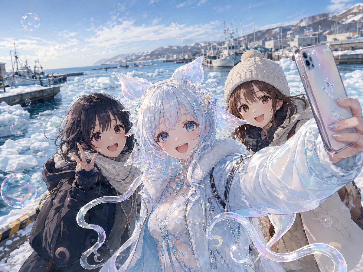 Shiretoko Bubble Clione Selfie AI image template preview