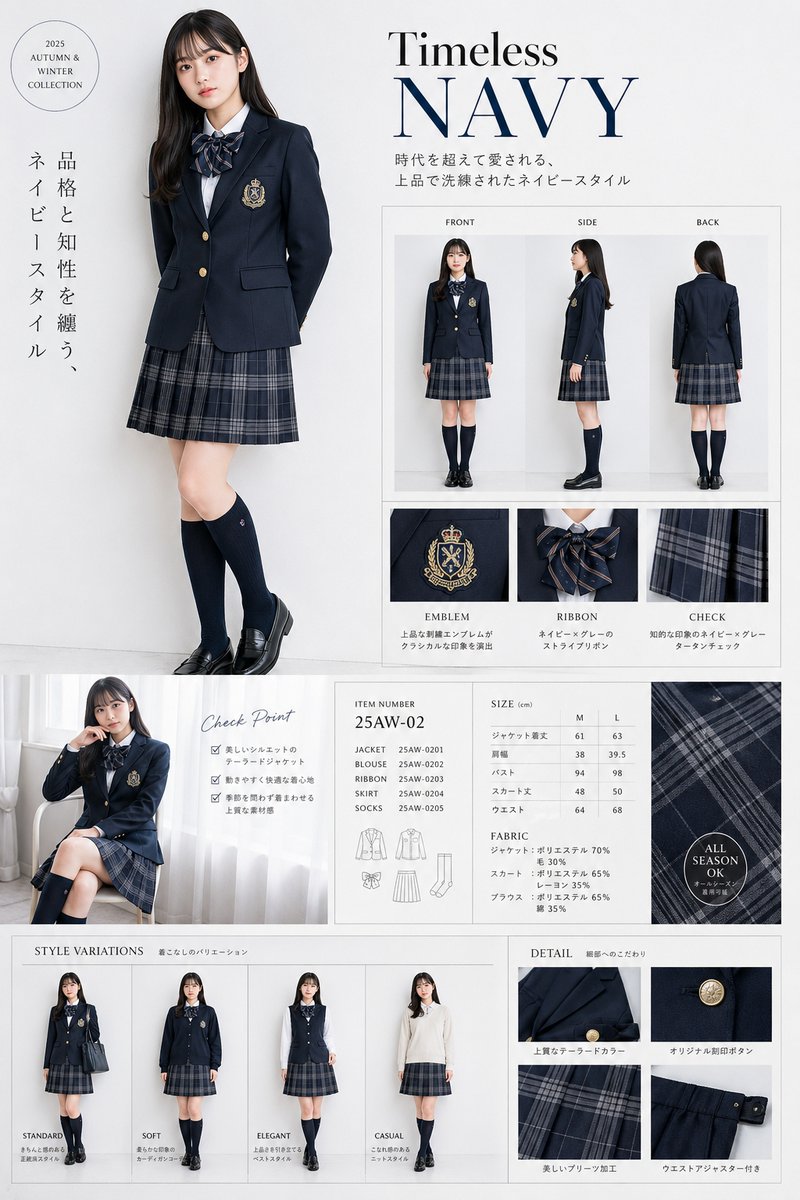 Luxury Navy School Uniform Catalog AI image template preview
