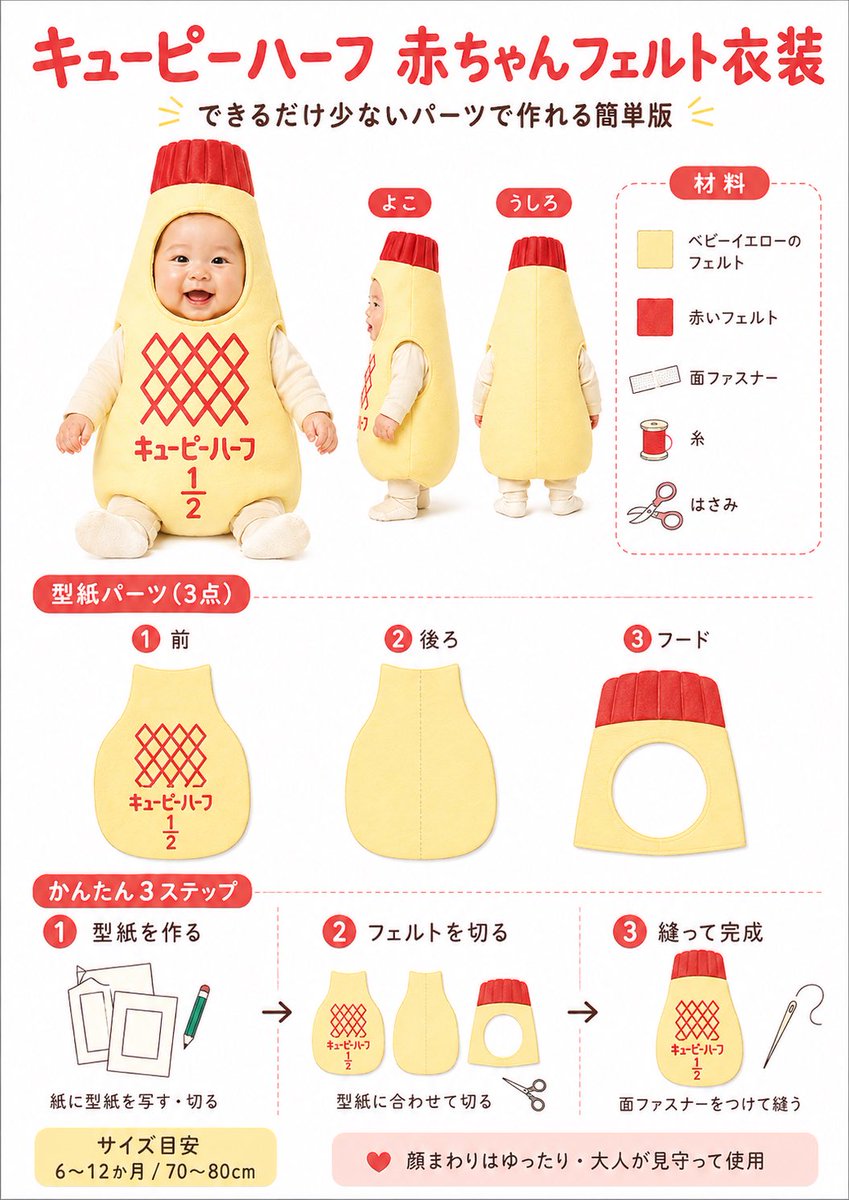 Japanese Baby Felt Costume DIY Sheet AI image template preview
