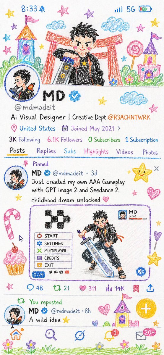 Crayon Style Illustration Profile Picture AI image template preview