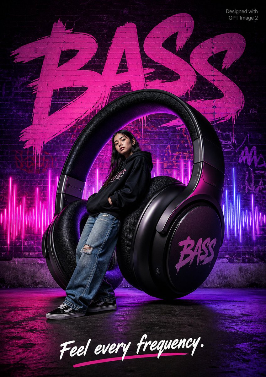 Streetwear BASS Headphones Poster AI image template preview