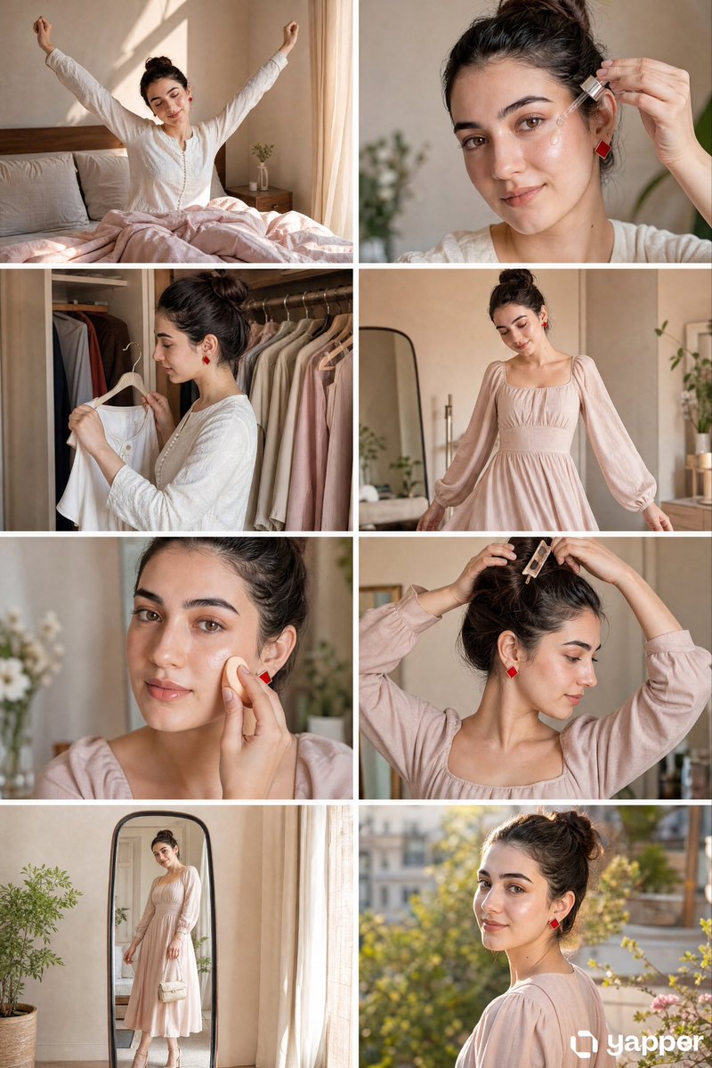 8-Panel GRWM Storyboard AI image template preview