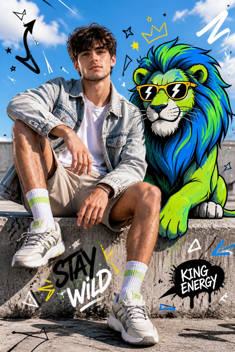 Fashion Editorial with Cartoon Fusion AI image template preview