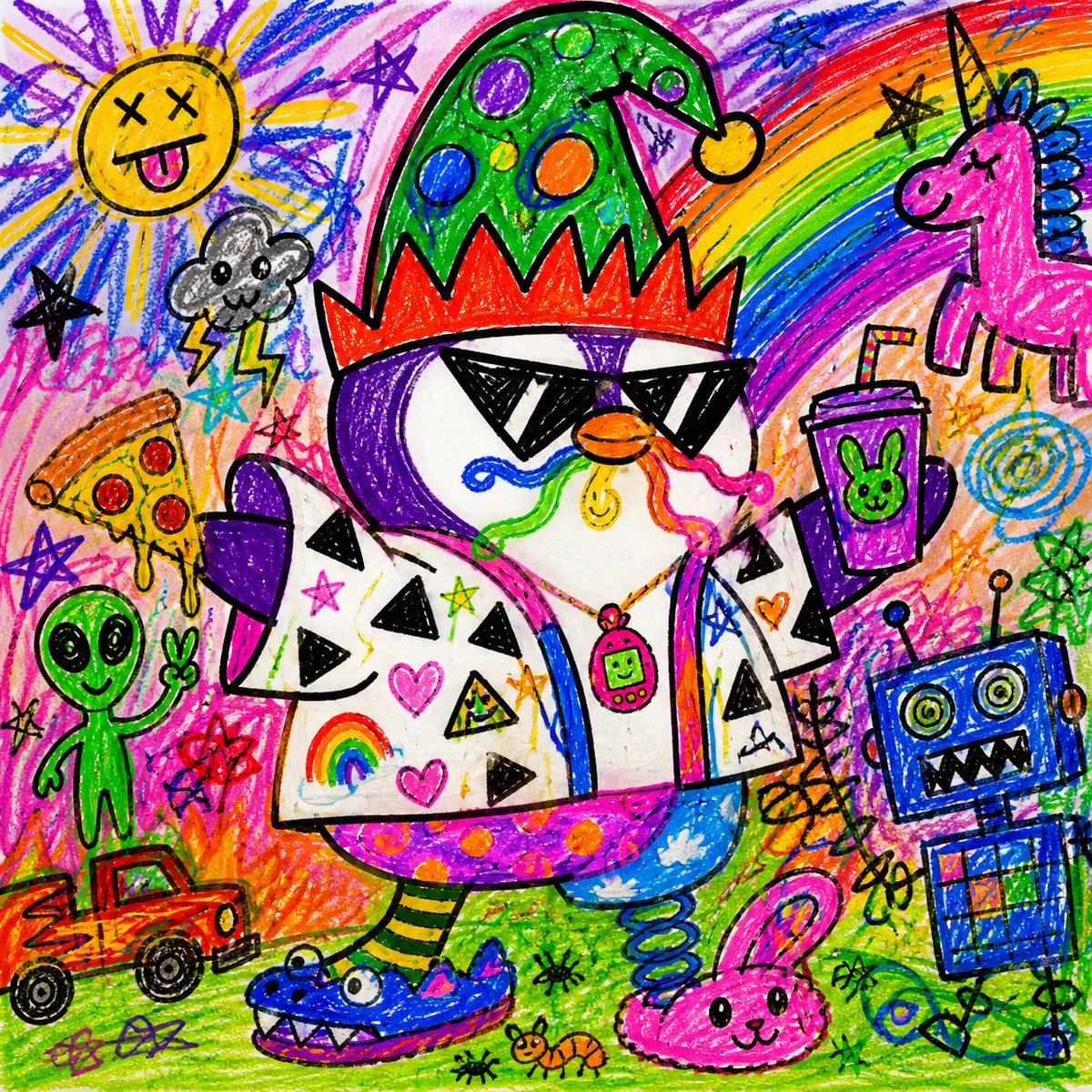 Chaotic Child Style Drawing AI image template preview