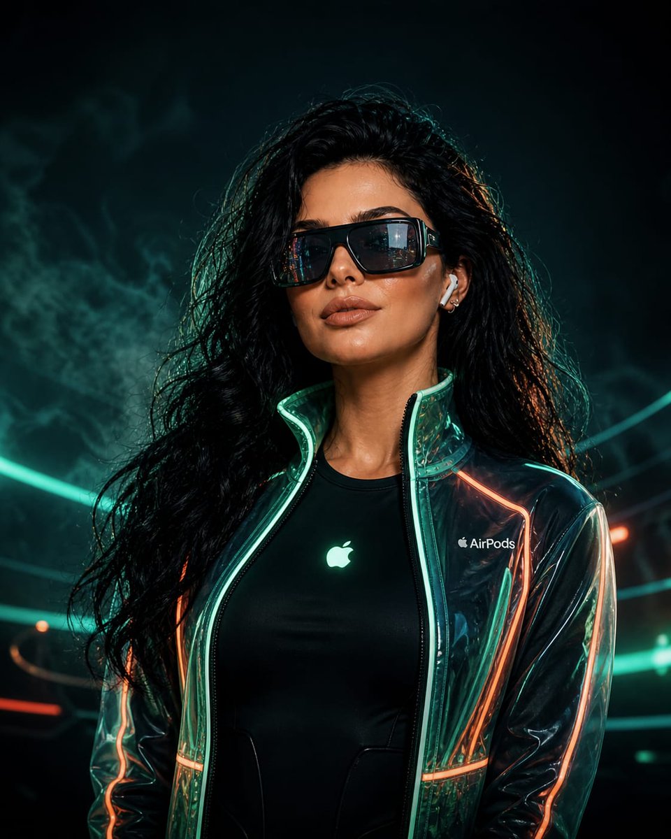 Cyberpunk Neon Fashion Portrait AI image template preview