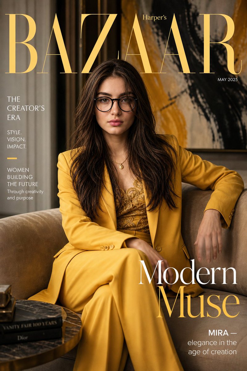 Harper’s Bazaar Magazine Cover AI image template preview