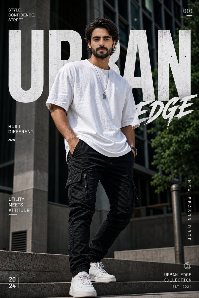 Urban Fashion Graphic Poster AI image template preview