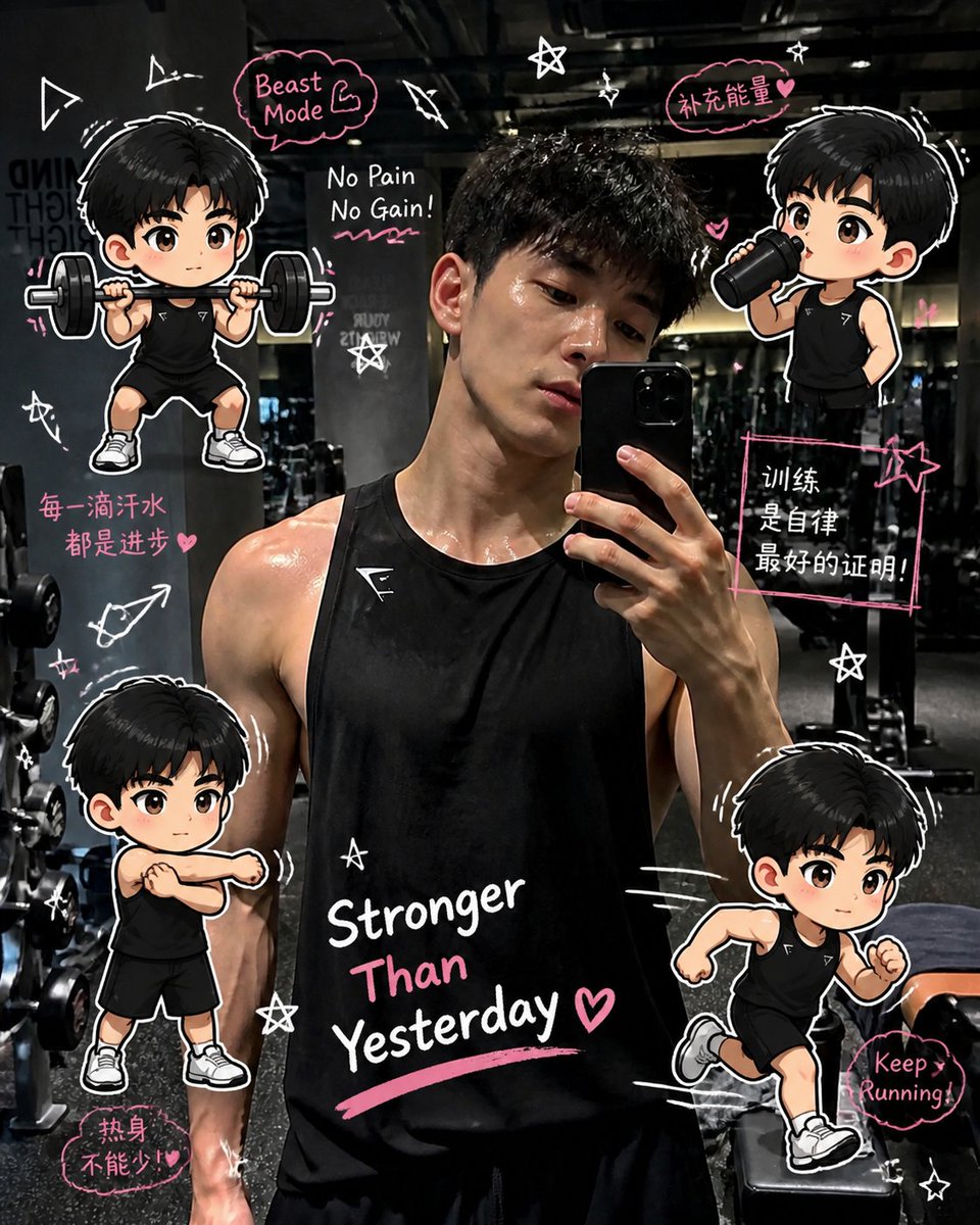 Gym Photo Chibi Transformation AI image template preview