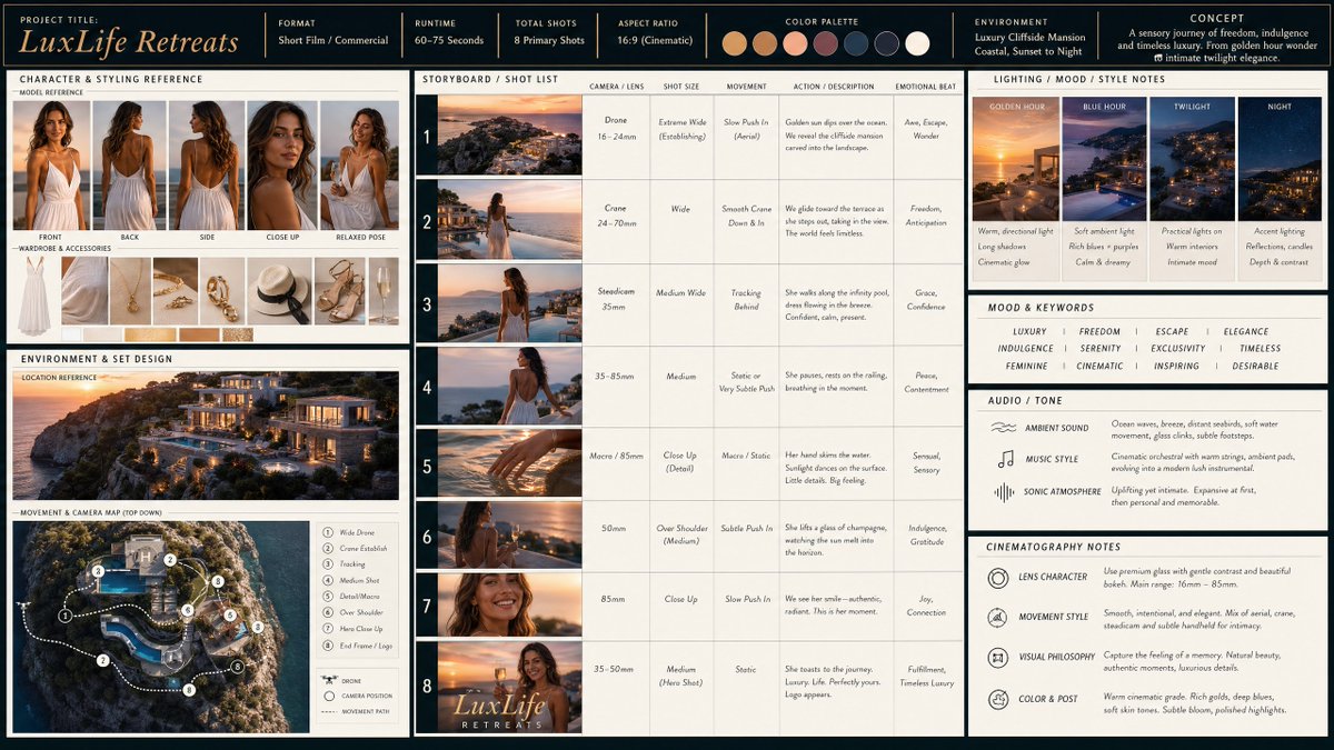Cinematic Storyboard Production Board AI image template preview