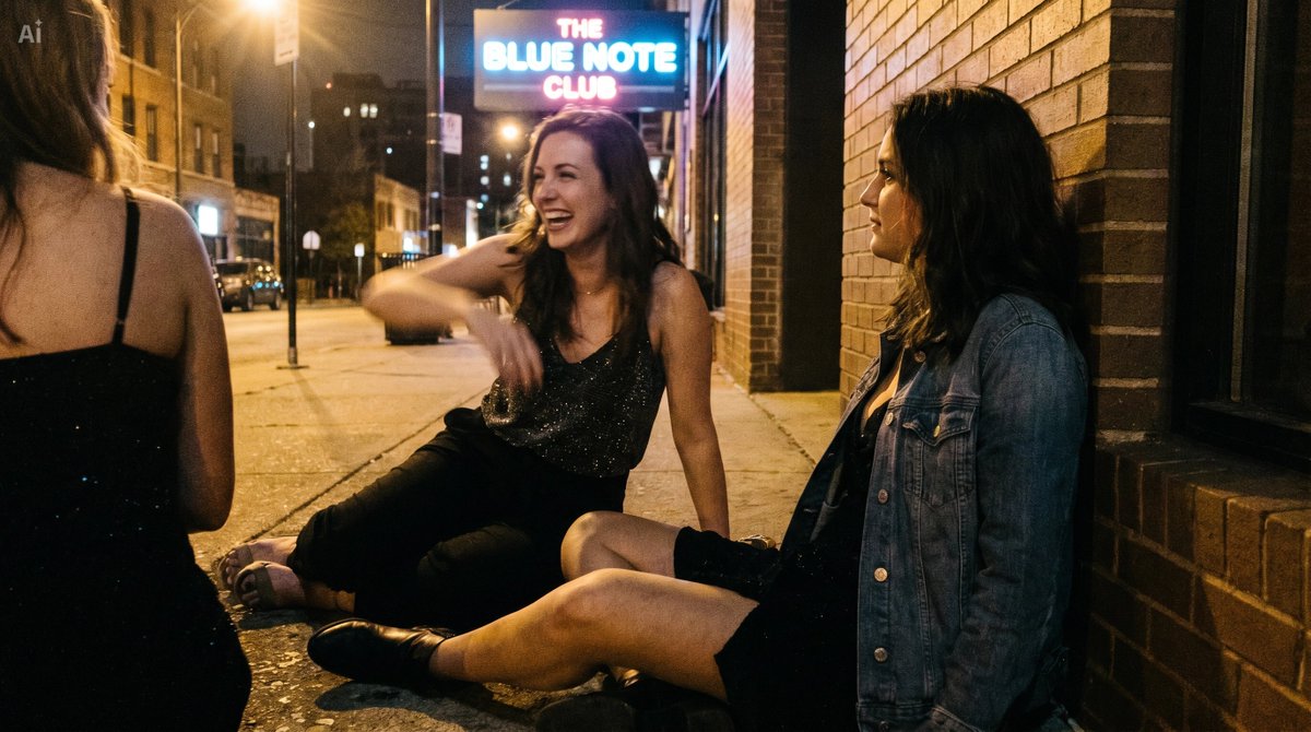 Candid Nightclub Sidewalk Scene AI image template preview