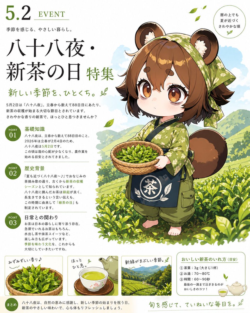 Hachijuhachiya New Tea Day Poster AI image template preview