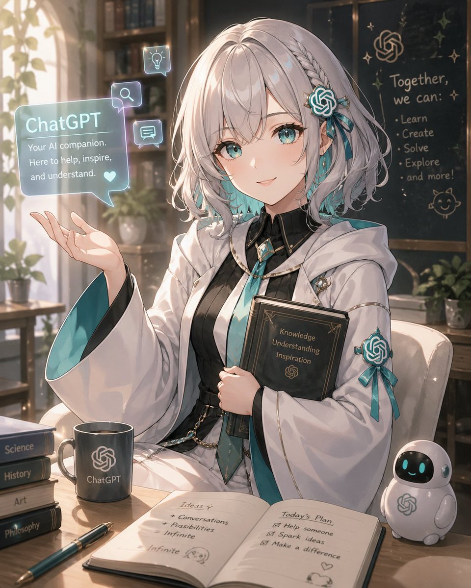 Anime ChatGPT Companion in Study AI image template preview