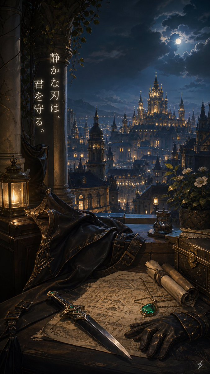 Moonlit Guardian Balcony AI image template preview