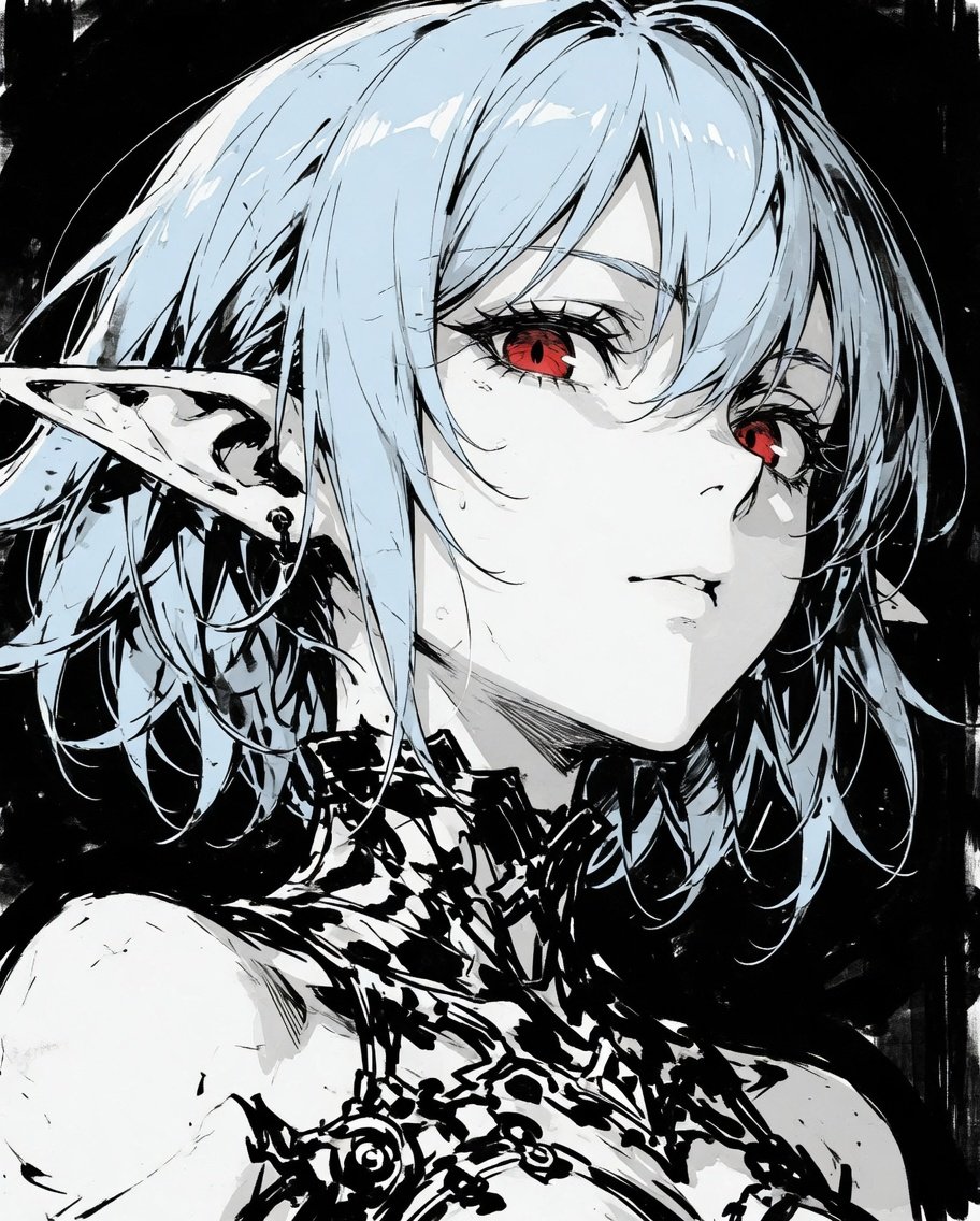 Censored Elf Cyborg Portrait AI image template preview