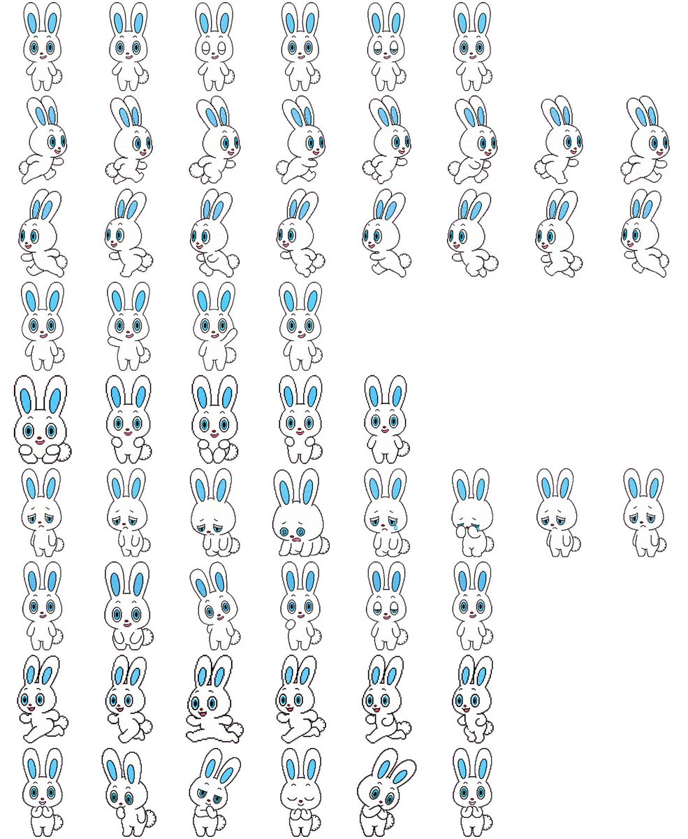 Rabbit Character Sprite Sheet AI image template preview