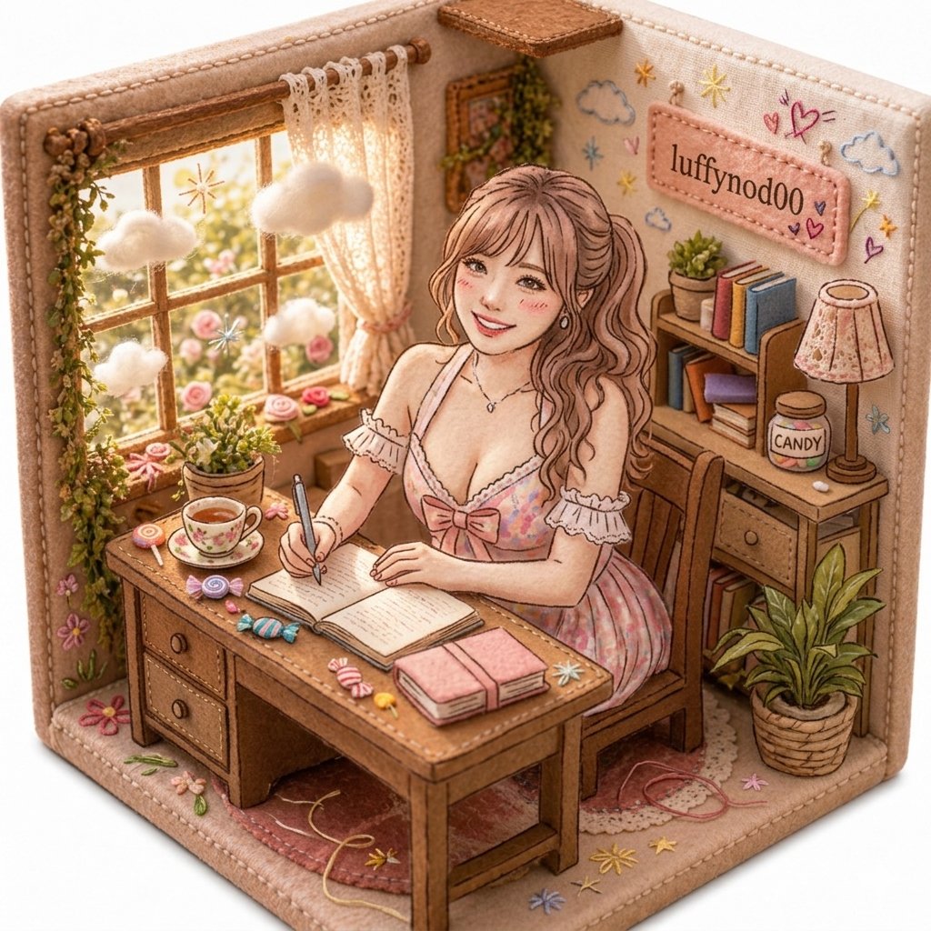 Cozy Pastel Miniature Writing Room AI image template preview
