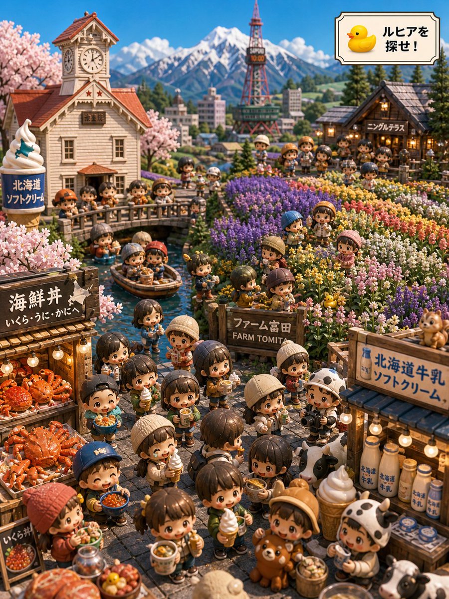 Hokkaido Hidden Duck Travel Puzzle AI image template preview