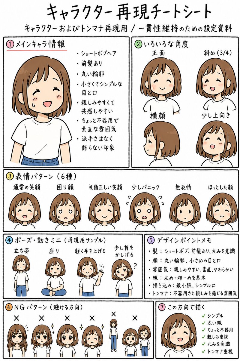 Anime Character Reproduction Cheat Sheet AI image template preview