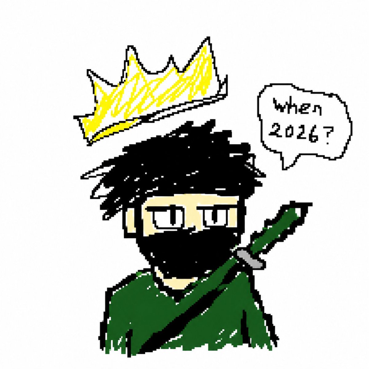 Crude Pixel King Ninja Doodle AI image template preview
