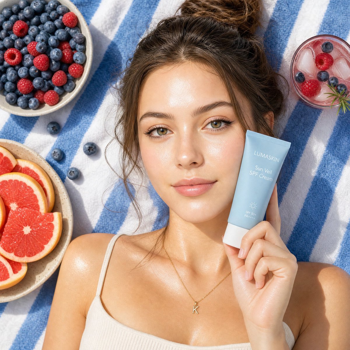 Summery Skincare Beauty Advertisement AI image template preview