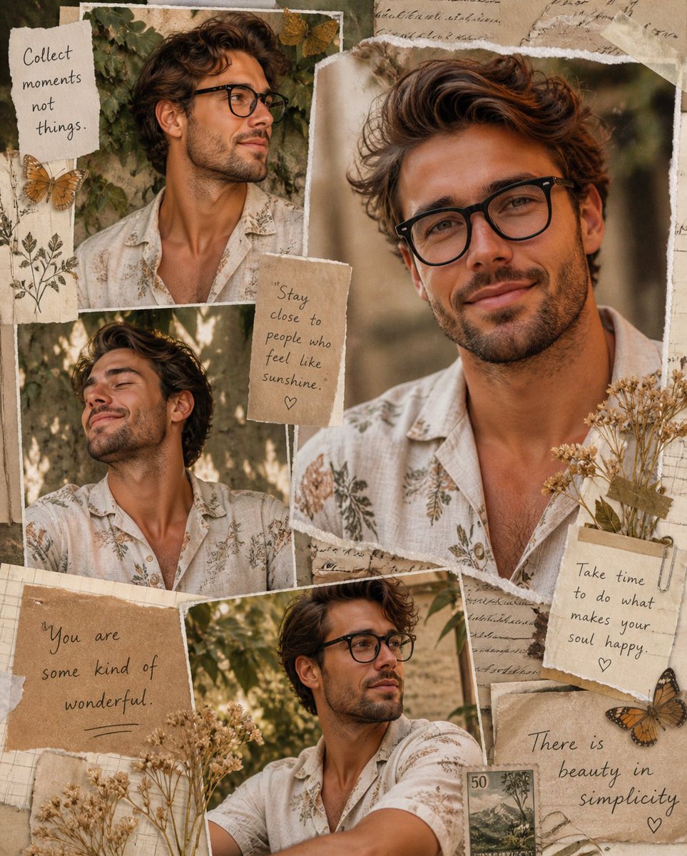 Vintage Scrapbook Aesthetic Collage AI image template preview