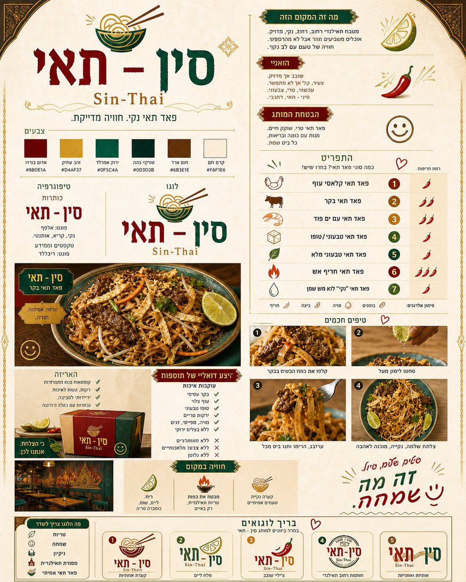 Thai Restaurant Brand Identity Document AI image template preview