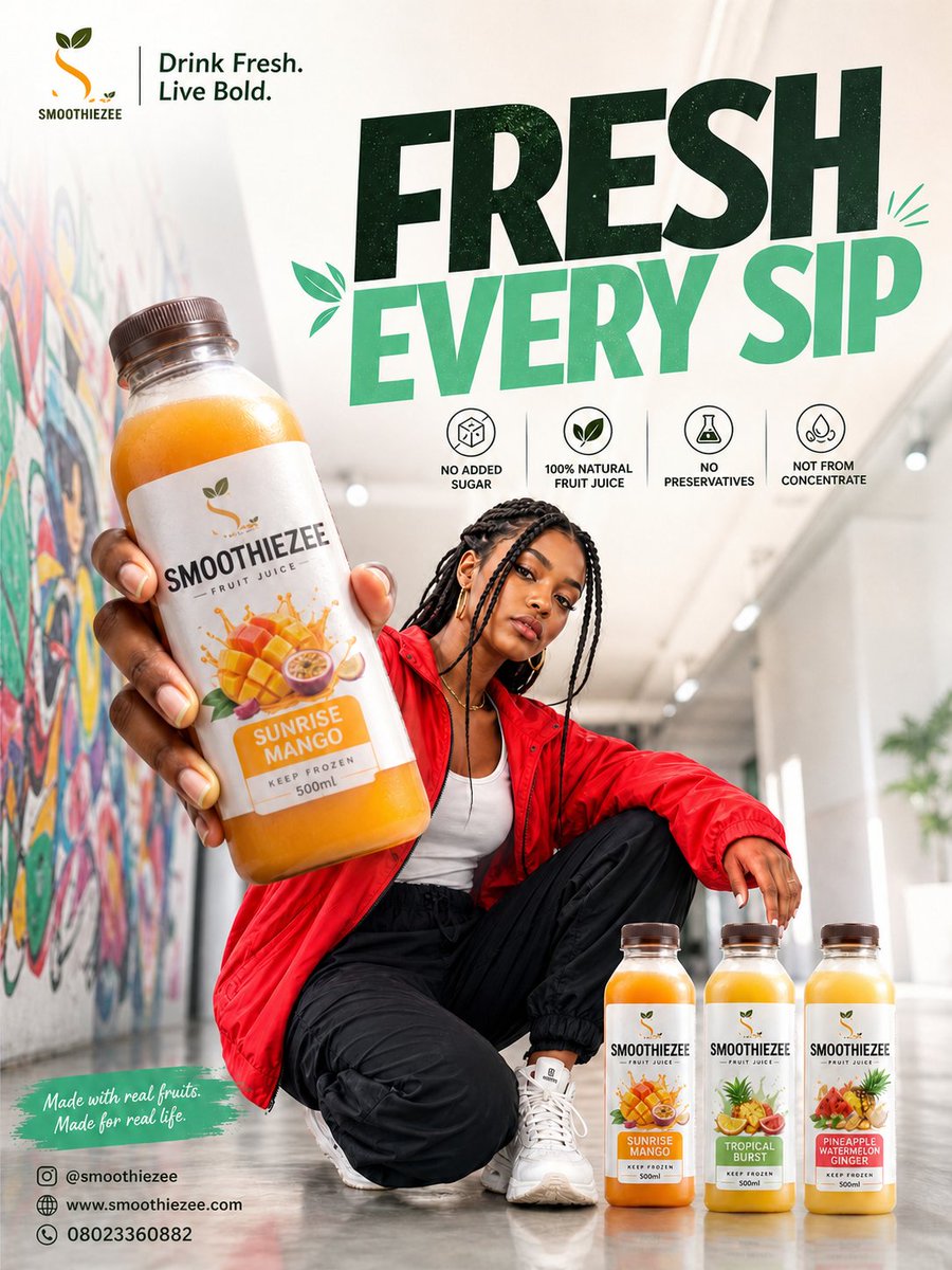 Urban Smoothie Juice Ad Poster AI image template preview