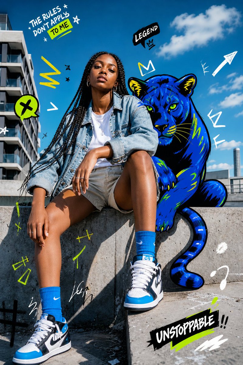 Street Fashion Panther Graffiti AI image template preview