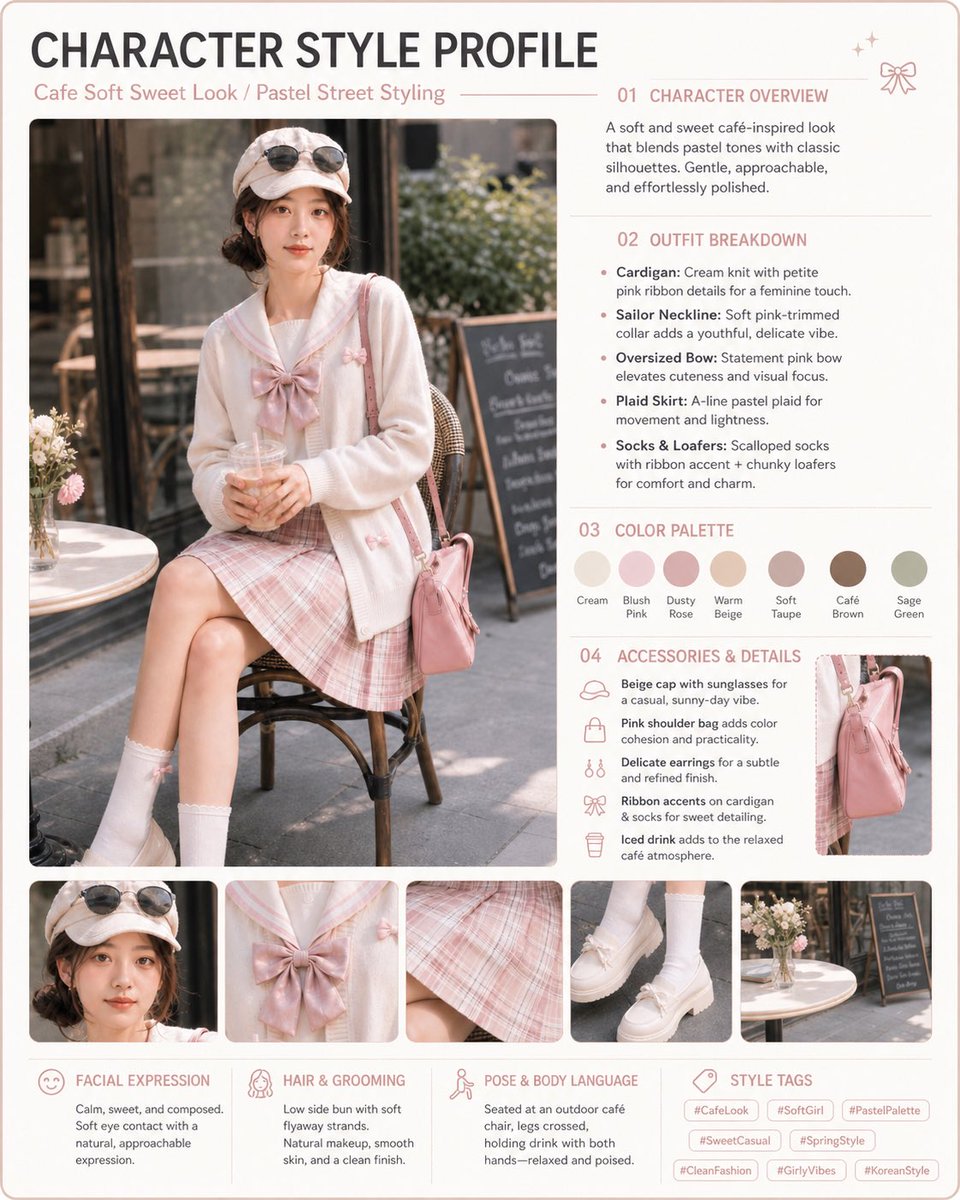 Pastel Cafe Style Profile Card AI image template preview