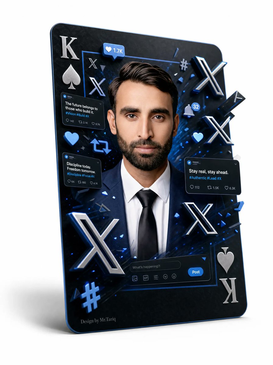 3D X Social Media Playing Card Poster AI image template preview