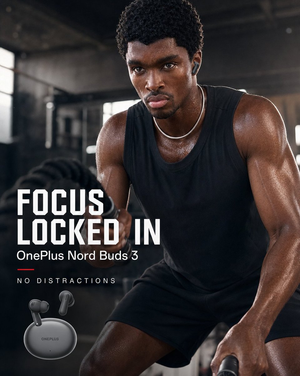 OnePlus Fitness Earbuds Ad AI image template preview