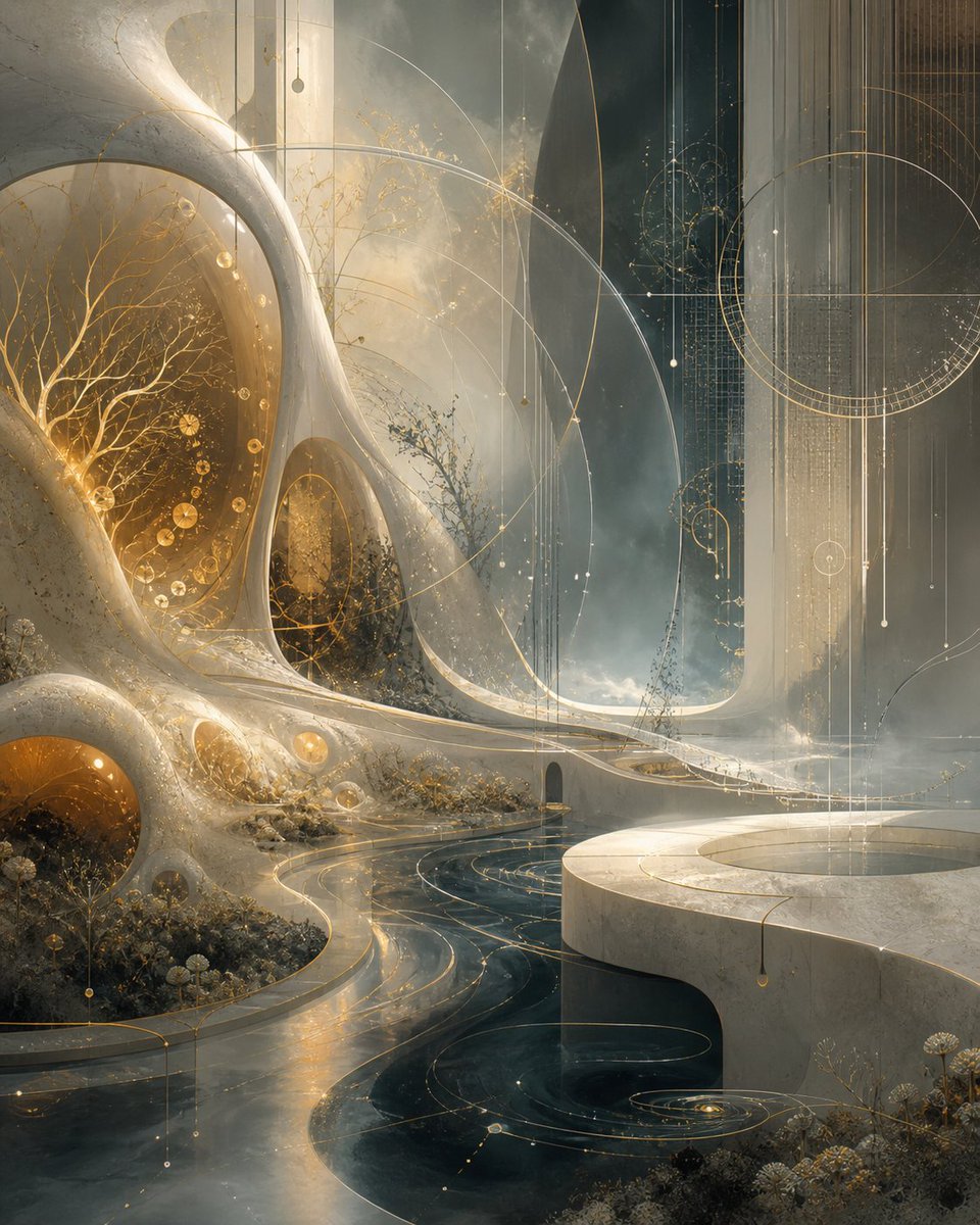 Surreal Celestial Organic Architecture AI image template preview