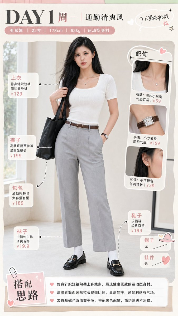 Monday Commuter Outfit Infographic AI image template preview