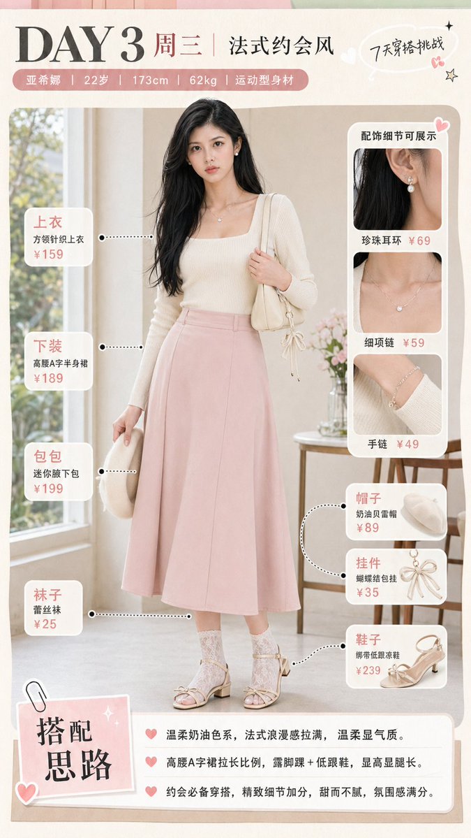 French Date Outfit Infographic AI image template preview