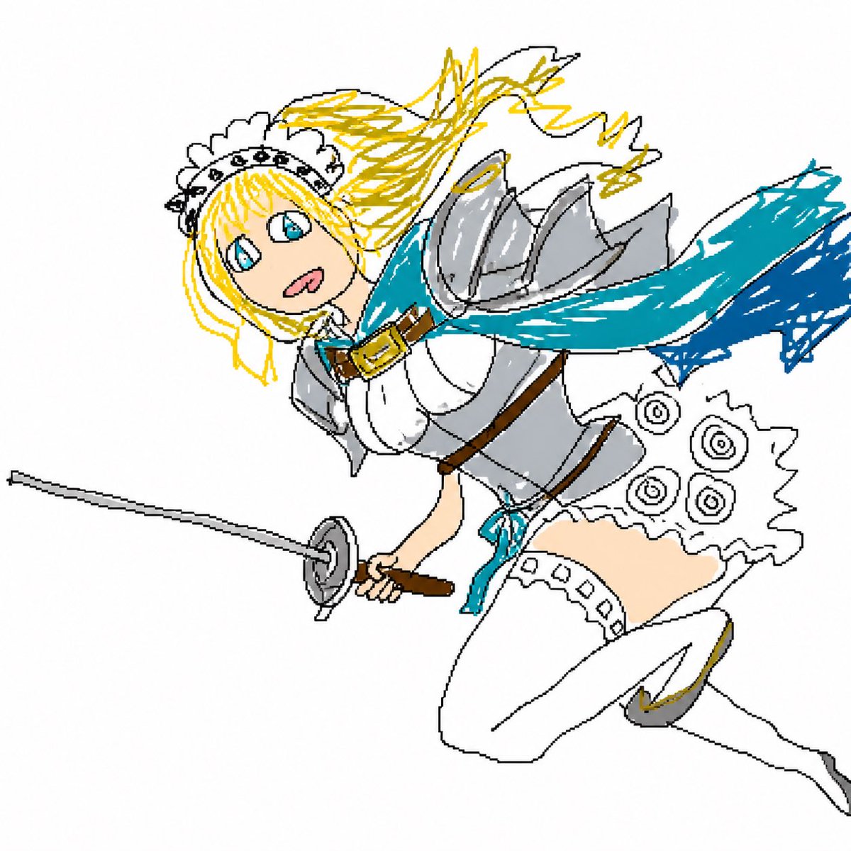 Flying Maid Knight Doodle AI image template preview