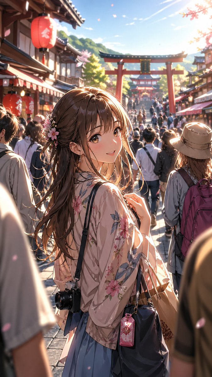 Anime Shrine Street Portrait AI image template preview