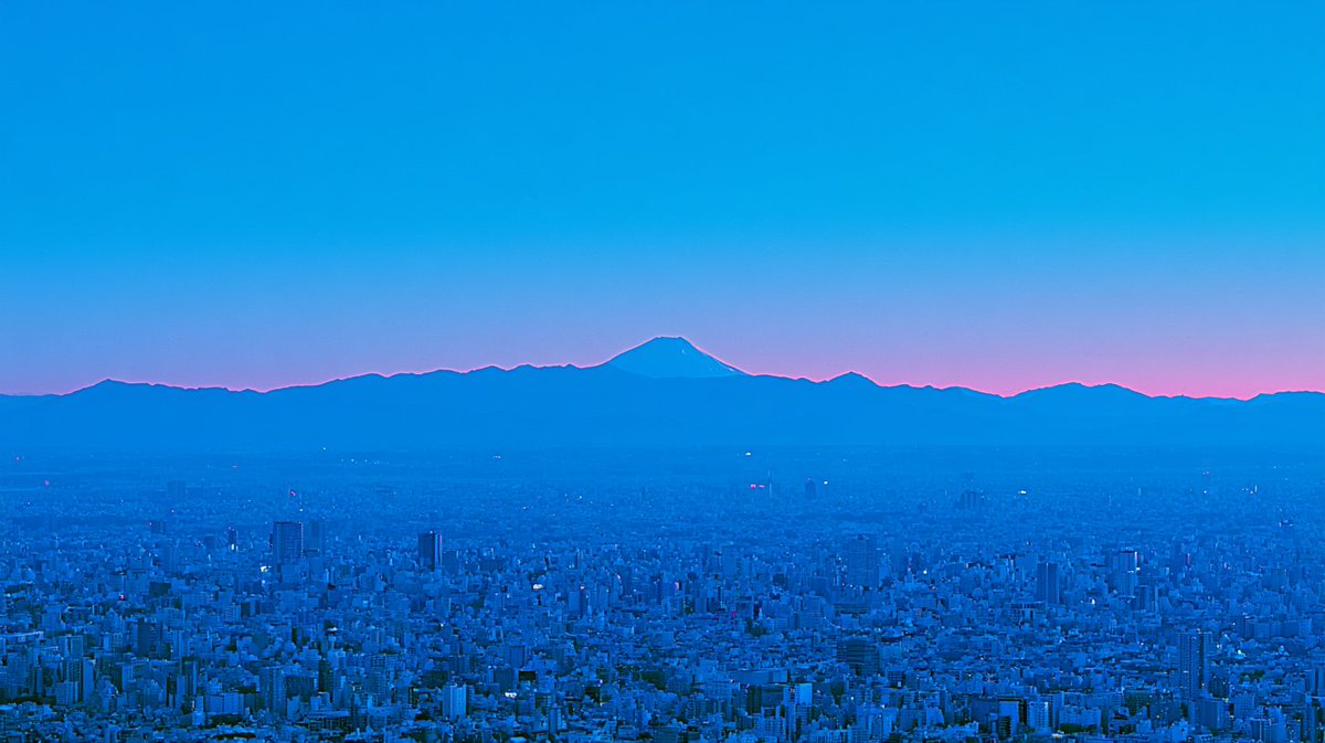 Blue Hour Tokyo Skyline with Mount Fuji AI image template preview