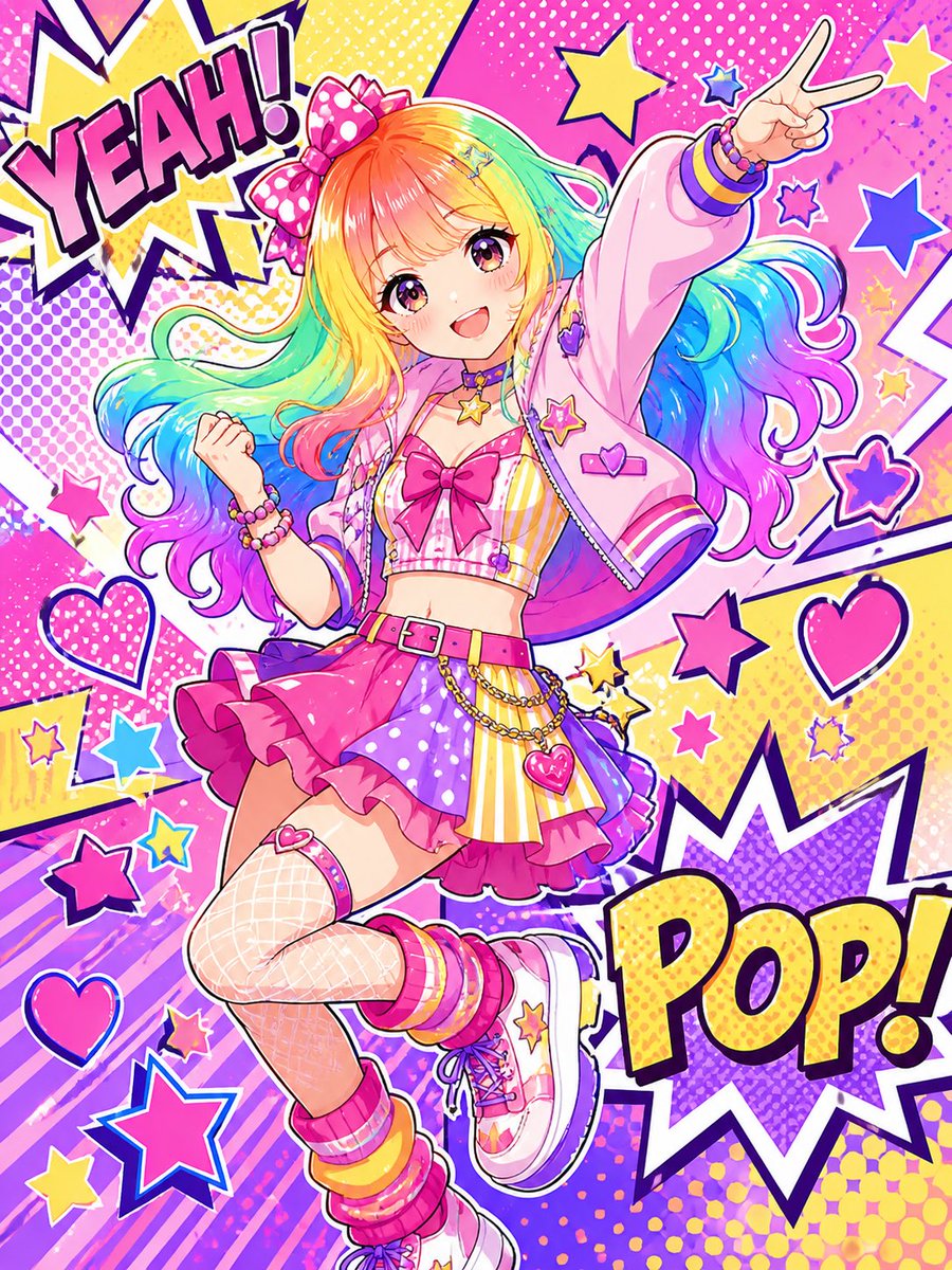 Rainbow Pop Idol Manga Transformation AI image template preview