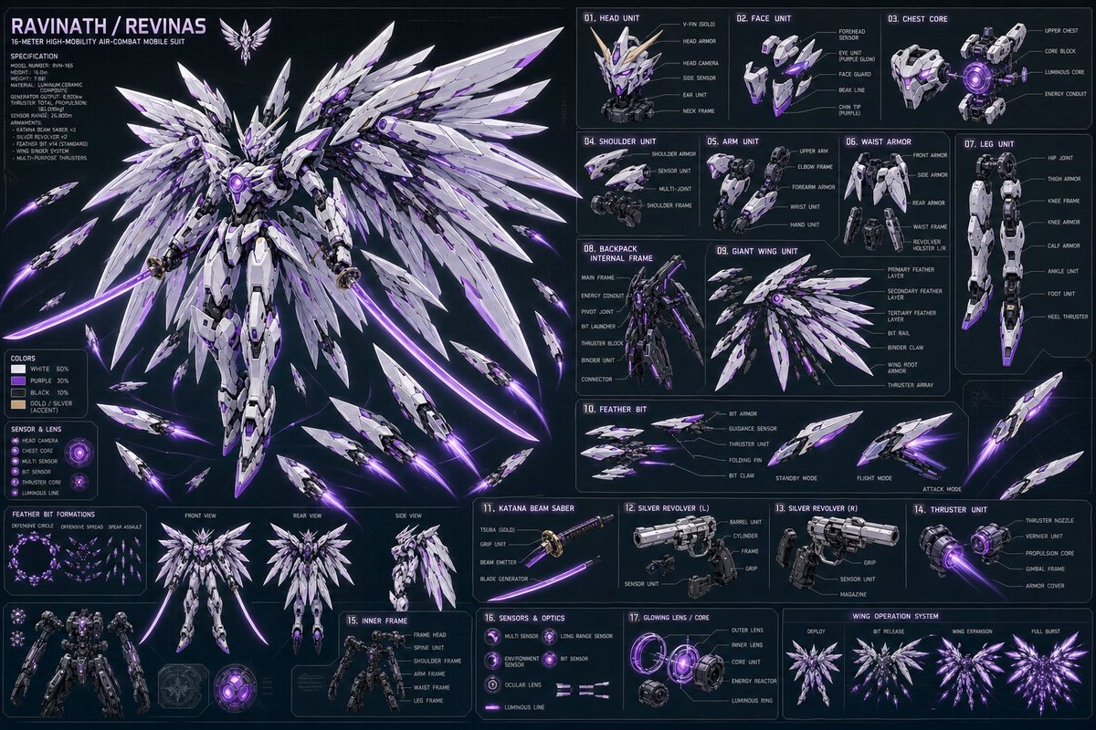 Ravinath Revinas Mecha Spec Sheet AI image template preview