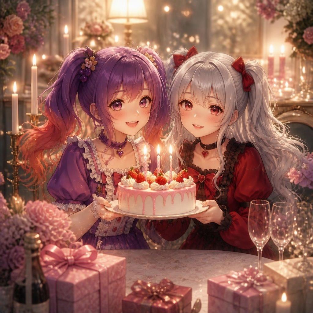 Candlelit Anime Birthday Twins example 2