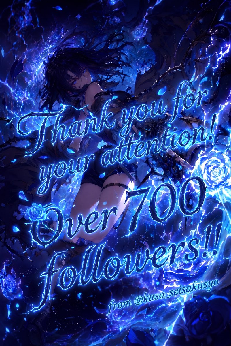 Electric Blue 700 Followers Anime Poster AI image template preview