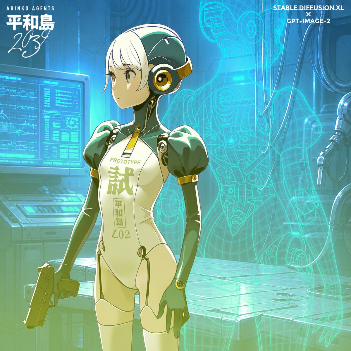 Anime Android Agent Lab Poster AI image template preview