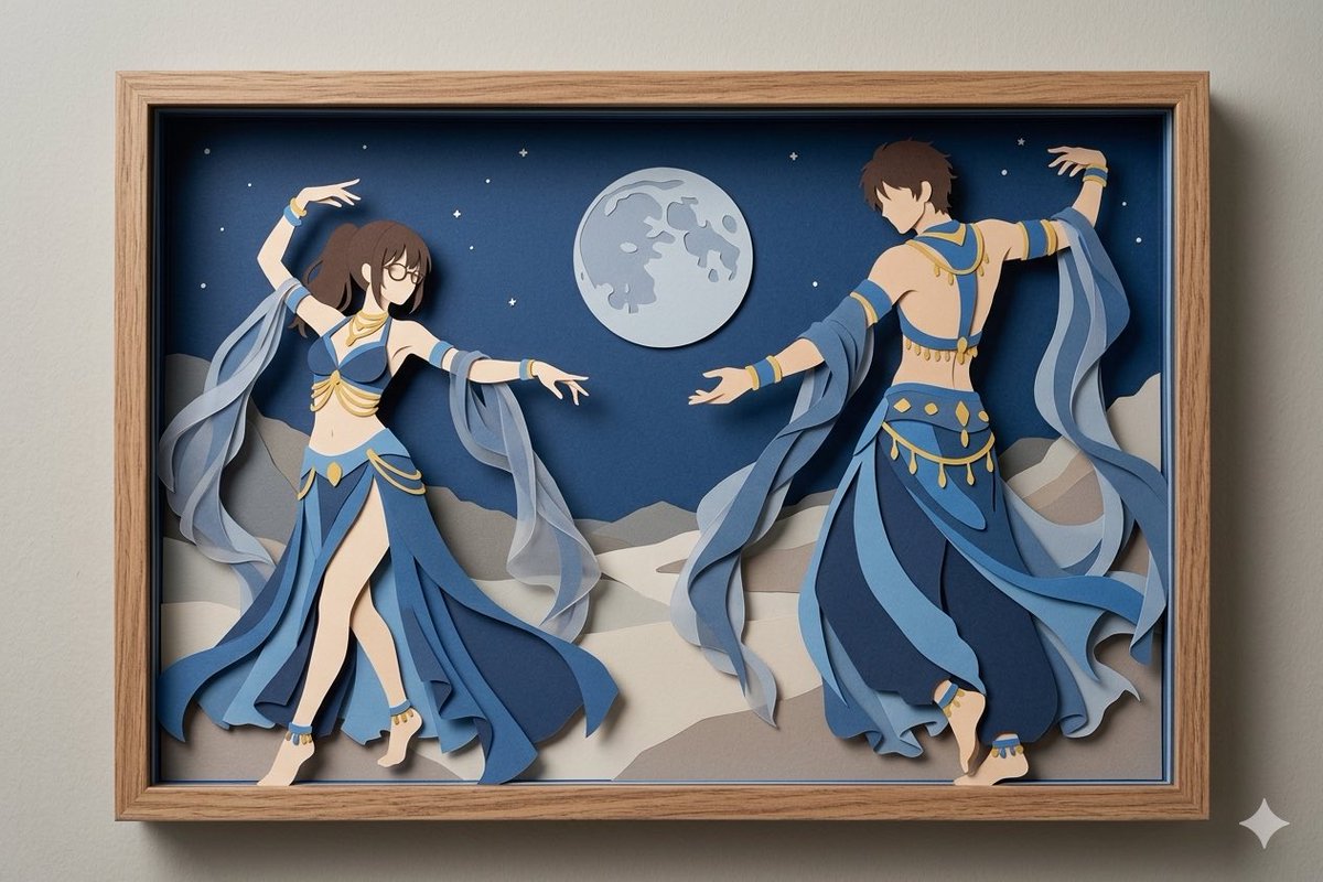 Moonlit Dancer Shadow Box AI image template preview
