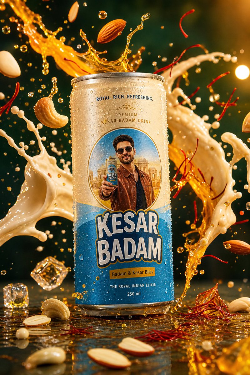 Kesar Badam Beverage Photography AI image template preview