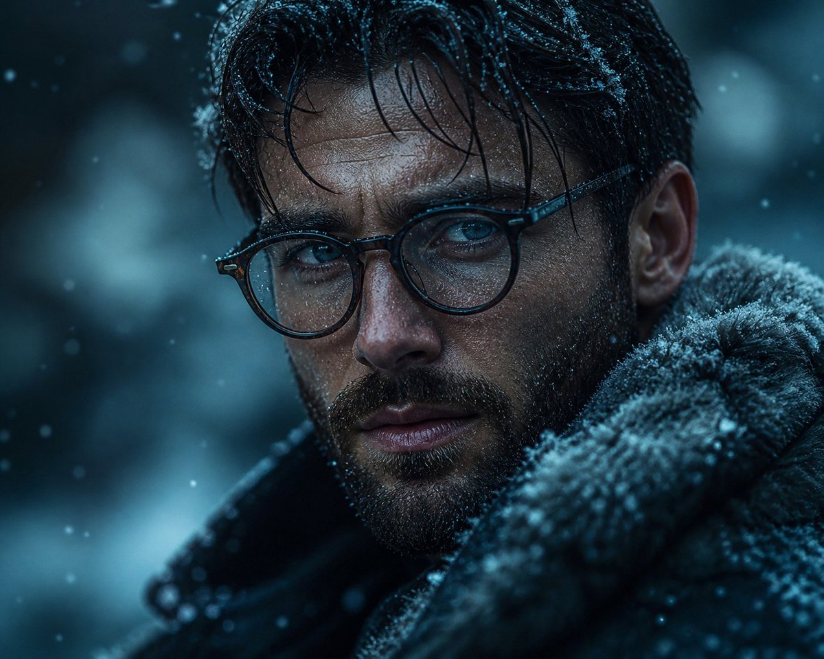 Cinematic Winter Portrait AI image template preview