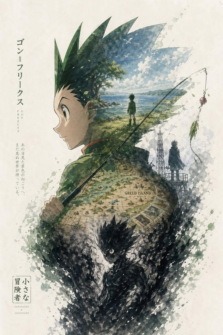 Anime Silhouette Narrative Poster AI image template preview