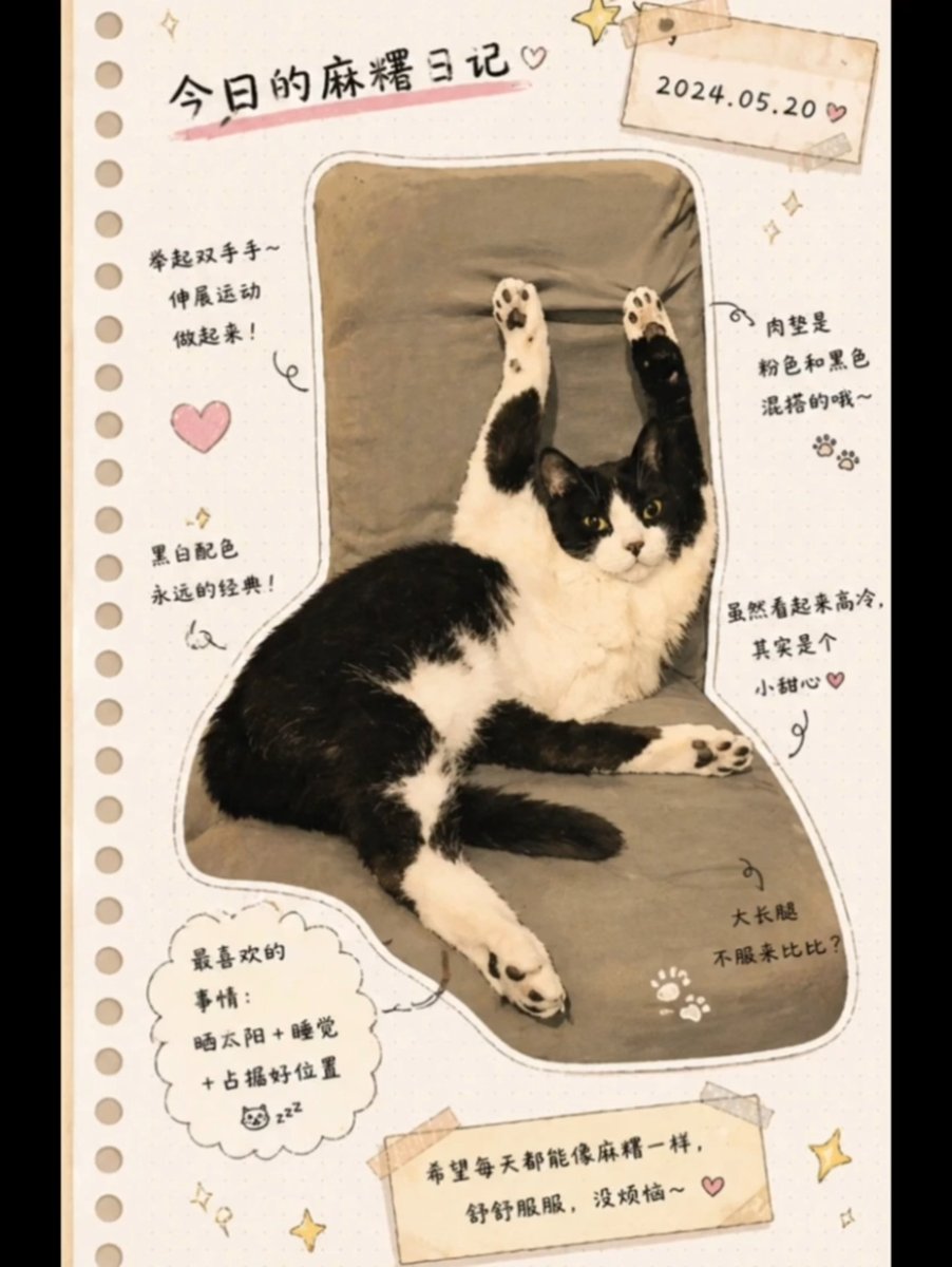 Japanese Journal Style Cat Diary AI image template preview