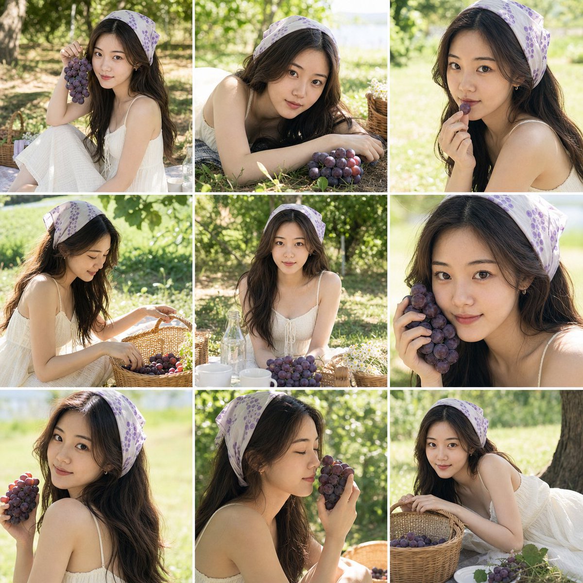 Summer Grape Girl Photo Series AI image template preview